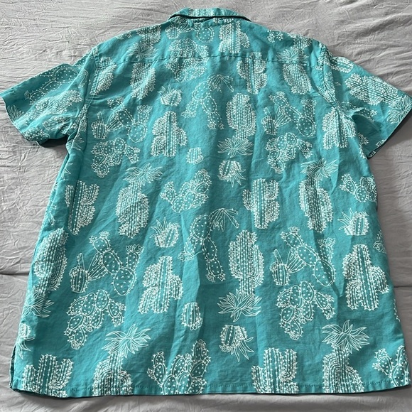Sonoma Cactus Print Linen/Cotton Blend Short Sleeve Button Down - Picture 2 of 4